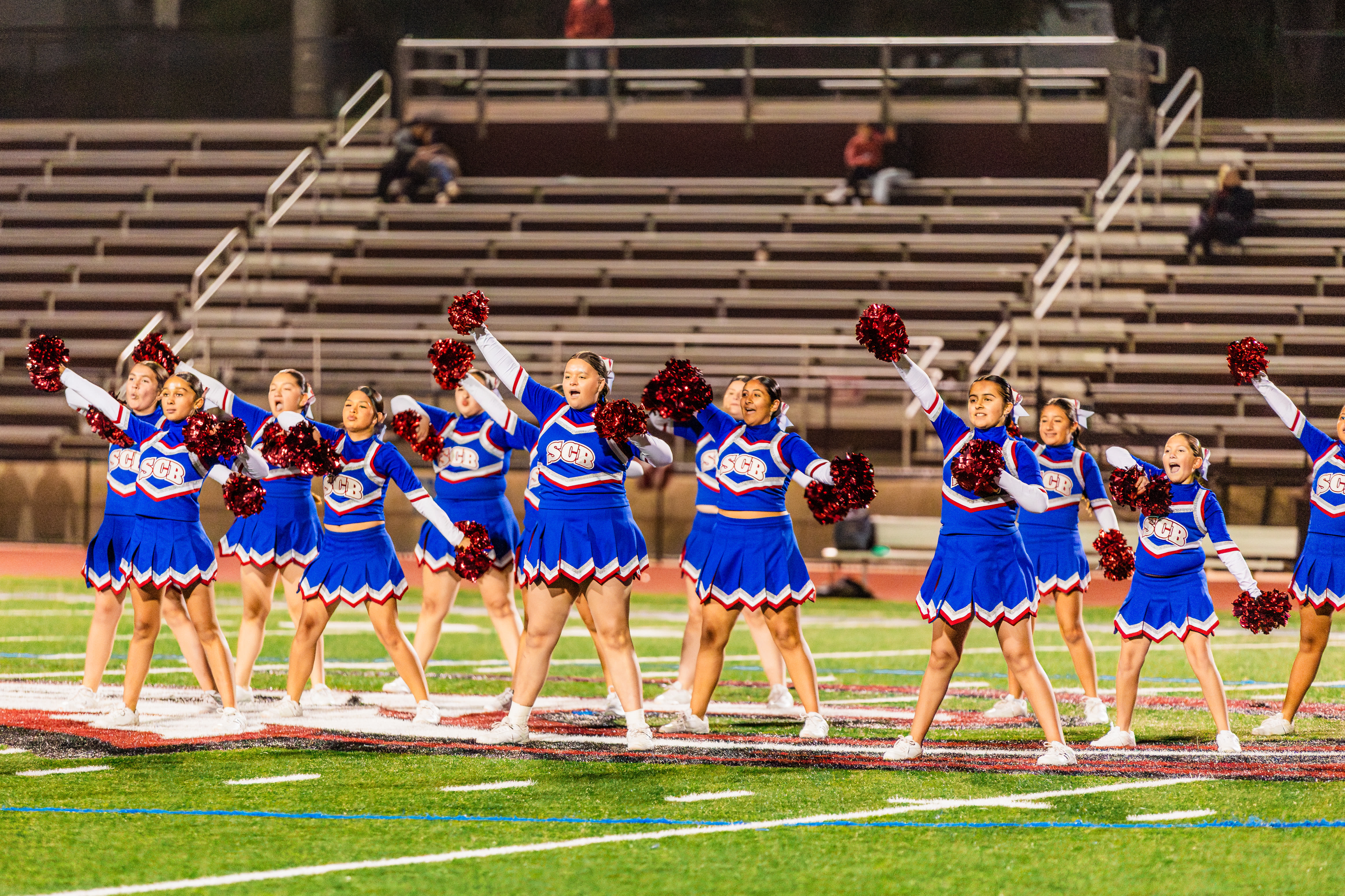 SCB Cheerleaders performing on the field